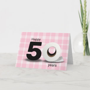 Carte 50e anniversaire papier toilette rouleau sur plaid