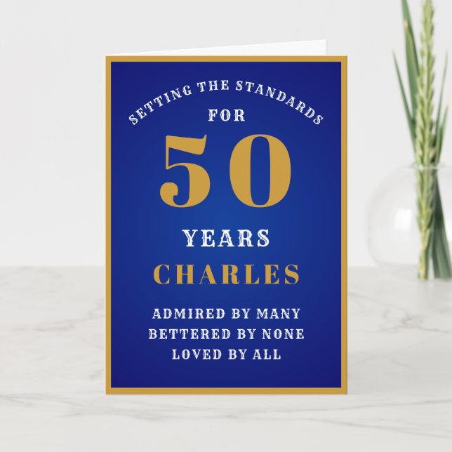 Carte 50e anniversaire Père Fils grand-père 50 aimés par (Devant)