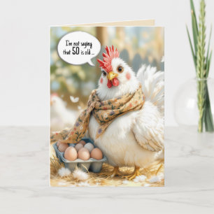 Carte 50e Anniversaire Poule Avec Oeufs en Carton