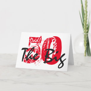 Carte 50e anniversaire pour papa, noir, lettres blanches