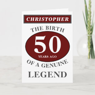 Carte 50e anniversaire Red Genuine Legend Ajouter votre 