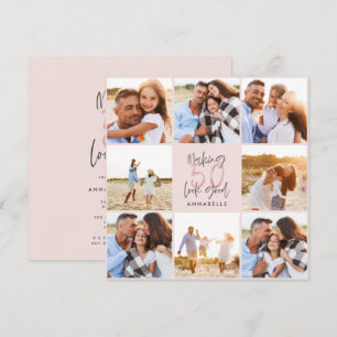 Carte 50e anniversaire rose girly parties scintillant ph