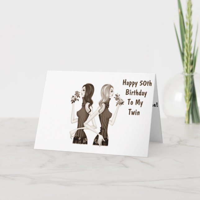 Carte **50e** ANNIVERSAIRE SOUHAITE À MA **SOEUR DOUCE** (Devant)