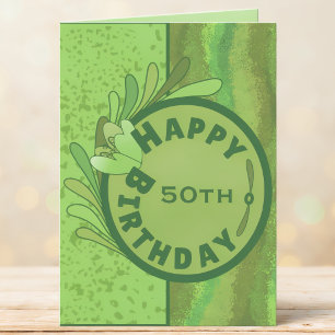 Carte 50e Anniversaire Texturée Teintes De Vert