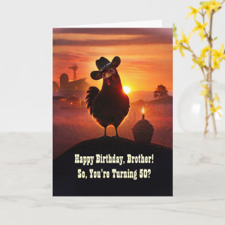 Carte 50e Frère Joyeux Anniversaire Drôle Ferme de Poule
