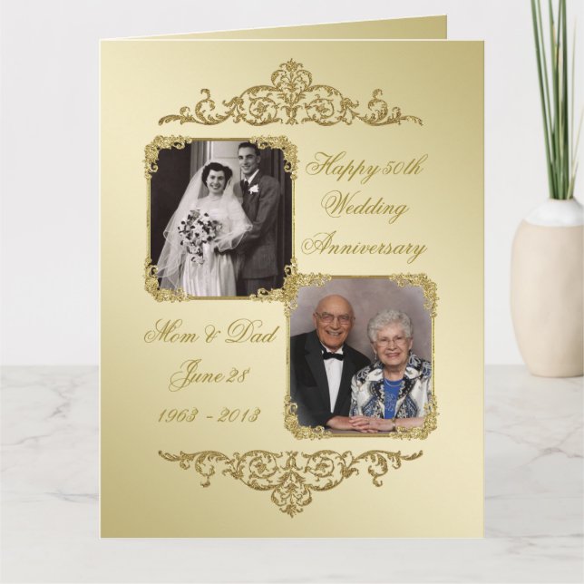 Carte 50ème anniversaire de Mariage d'or Photo 8,5 x 11 (Devant)