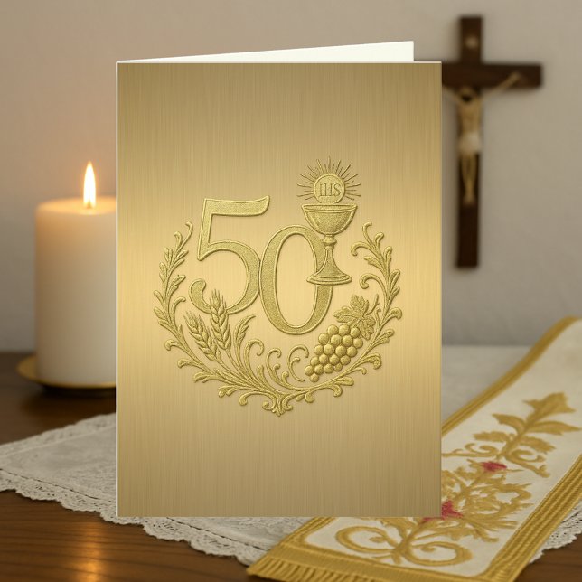 Carte 50ème anniversaire d'or pour le prêtre (Créateur téléchargé)