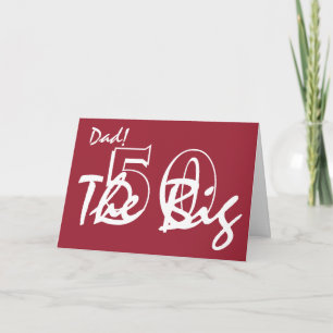 Carte 50ème anniversaire pour papa, lettres blanches sur