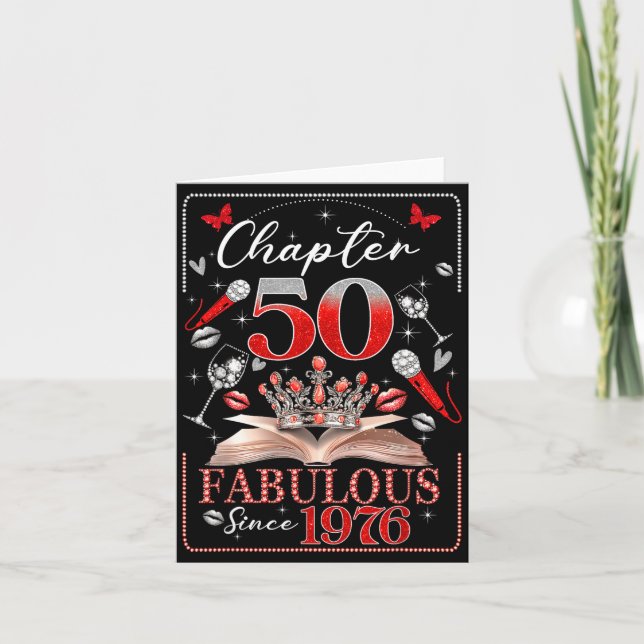 Carte 50th Birthday Queen Chapter 50 Fabulous Since 1976 (Devant)