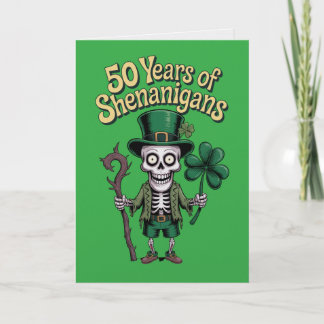 Carte 50th Birthday St Patrick's Day Funny Golden Card