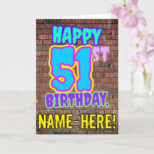 Carte 51e anniversaire - Amusant, Graffiti urbain inspir