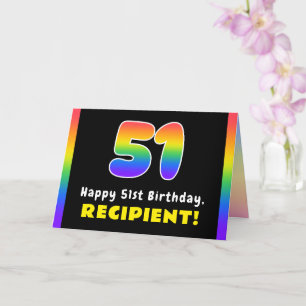 Carte 51e anniversaire : Arc-en-ciel coloré # 51, Nom pe