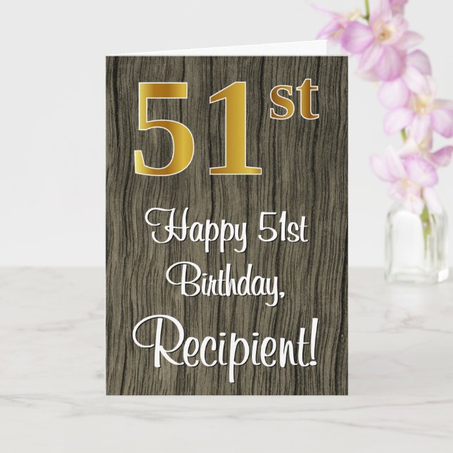 Carte 51e anniversaire : Elégant Faux Gold Look #, Faux  (Orchidée)