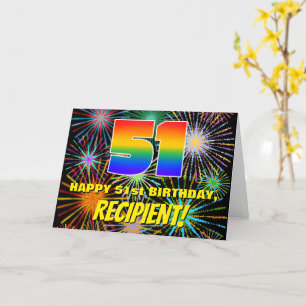 Carte 51e anniversaire : Feu d'artifice festif amusant e