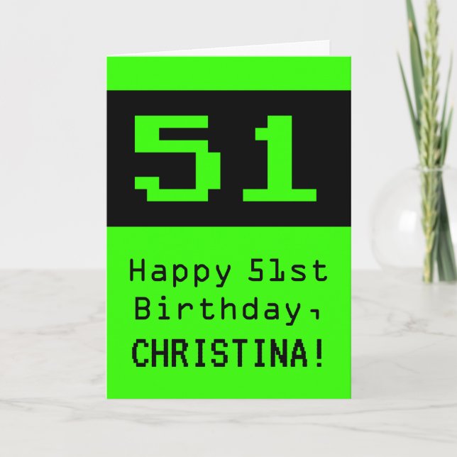 Carte 51e anniversaire : Nerdy / Geeky Style "51" et Nom (Devant)