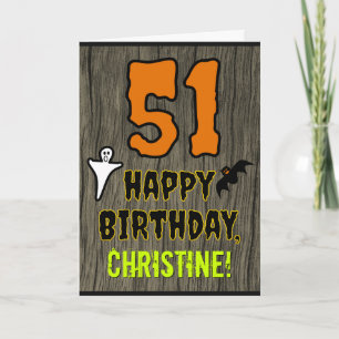 Carte 51e anniversaire : Thème Halloween Éffrayant, Nom 