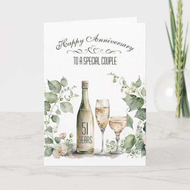 Carte 51st Wedding Anniversary Wine and Ivy   (Devant)