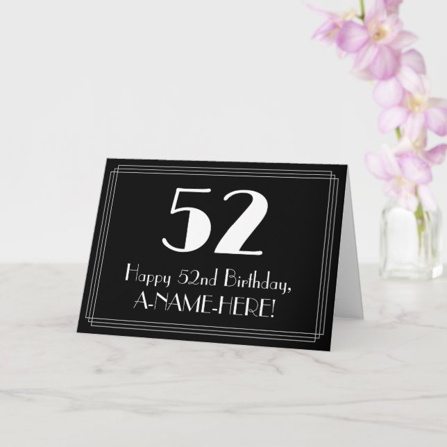 Carte 52e anniversaire ~ Art Déco Inspiré Look "52", Nom (Orchidée)