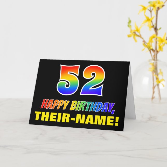 Carte 52e anniversaire : Bold, amusant, simple, arc-en-c (Fleur jaune)