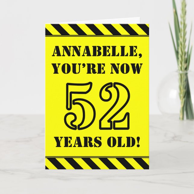 Carte 52e anniversaire : texte de style crayon amusant,  (Devant)