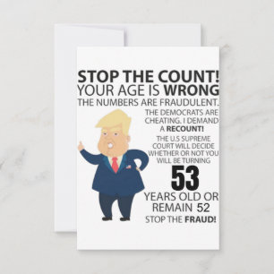 Carte 53 ans Trump heureux anniversaire présent drôle