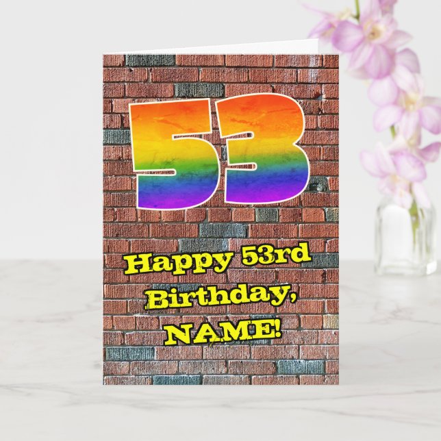 Carte 53e anniversaire : Arc-en-ciel amusant inspiré par (Orchidée)