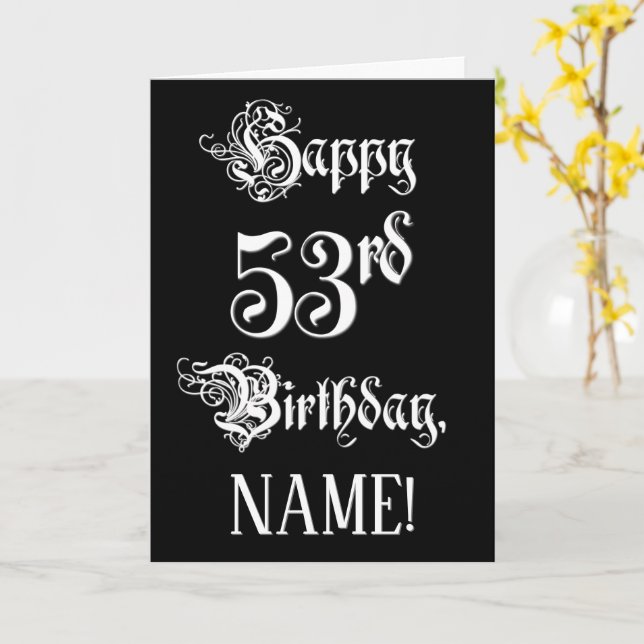 Carte 53e Anniversaire : Écriture Élégante et Sophistiqu (Fleur jaune)