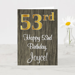 Carte 53e anniversaire : Elégant look d'or Faux #, Faux 