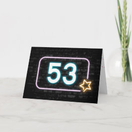 Carte 53e anniversaire néon Connexion mur de briques