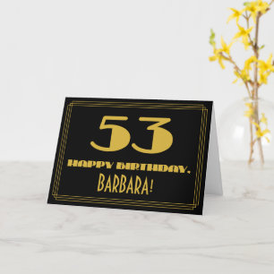 Carte 53e anniversaire : Nom + Art Déco Inspiré Look "53