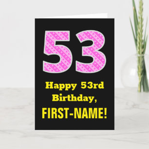 Carte 53e anniversaire : Pink Stripes and Hearts "53" +
