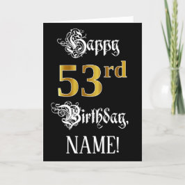 Carte 53e anniversaire — Script fantaisie; look or Faux;