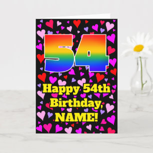 Carte 54e anniversaire : Amour Hearts Motif, Arc-en-ciel