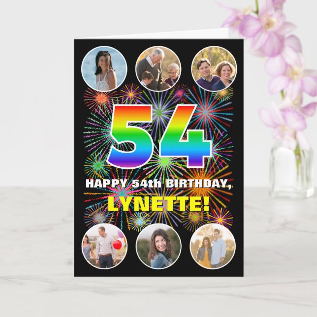 Carte 54e anniversaire : Arc en ciel amusant #, Nom pers (Orchidée)