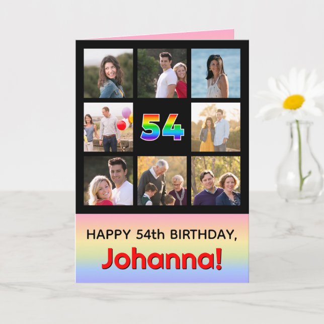 Carte 54e anniversaire : Arc-en-ciel amusant #, photos p (Petite plante)
