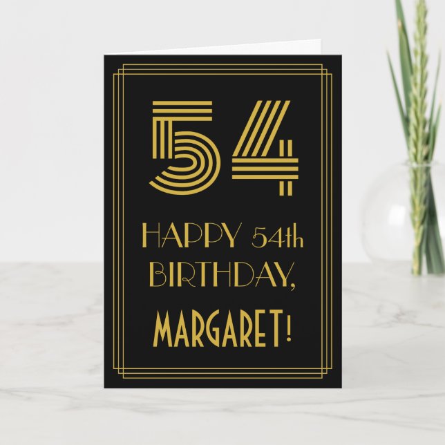 Carte 54e anniversaire : Art Déco Inspiré Look "54" & No (Devant)
