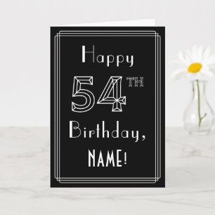 Carte 54e anniversaire : Art Déco Style # 54 & Nom perso