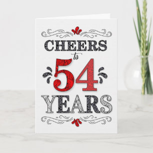 Carte 54e anniversaire Cheers en Motif noir blanc rouge