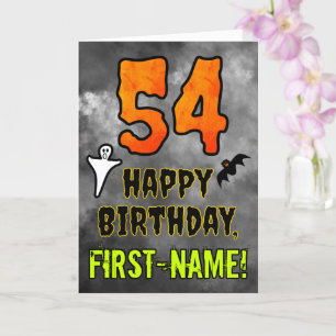 Carte 54e anniversaire : Eerie Halloween Thème + Nom per
