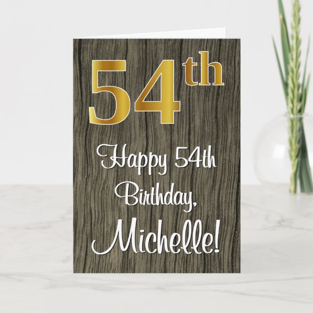 Carte 54e anniversaire : Elégant Faux Gold Look #, Faux  (Devant)