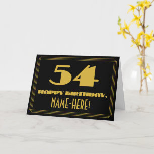 Carte 54e anniversaire : Nom + Art Déco Inspiré Look "54