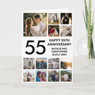 Carte 55e anniversaire 13 photo Collage noir et blanc
