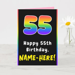Carte 55e anniversaire : Arc-en-ciel coloré # 55, Nom pe