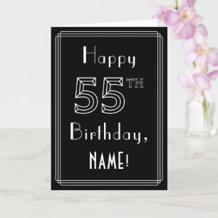 Carte 55e anniversaire : Art Déco Style # 55 & Nom perso