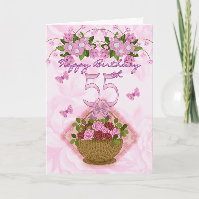 Carte 55e anniversaire dame spéciale, Roses et fleurs -  (Devant)