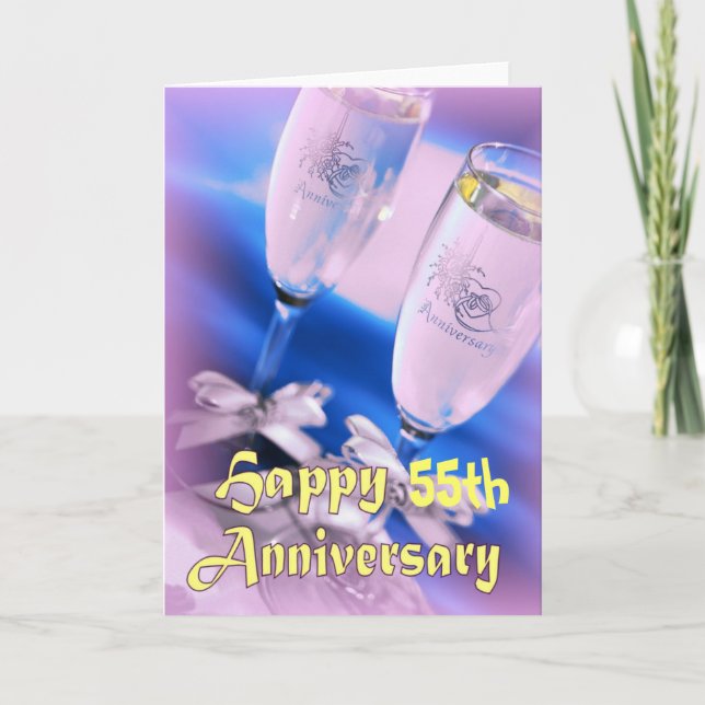 Carte 55e anniversaire du mariage fête du champagne (Devant)