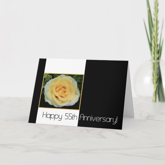 Carte 55e anniversaire du Mariage - Rose jaune (Devant)