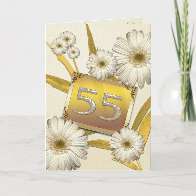 Carte 55e anniversaire marguerite florale (Devant)