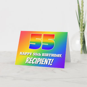 Carte 55e anniversaire : Motif Rainbow multicolore # 55