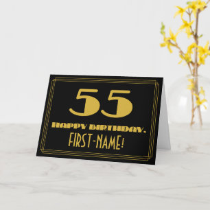 Carte 55e anniversaire : Nom + Art Déco Inspiré Look "55
